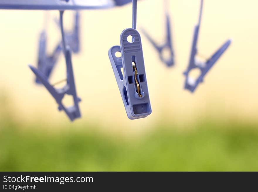 Clothes pins close-up shot