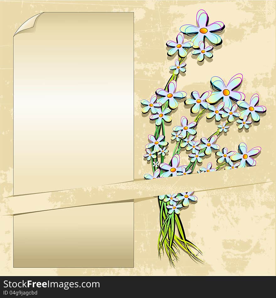 Grunge Background with Spring Flowers Design. Grunge Background with Spring Flowers Design