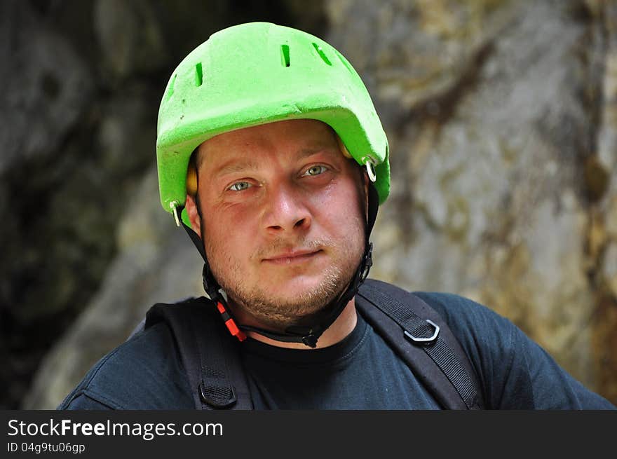 Climber Portrait With Helmet