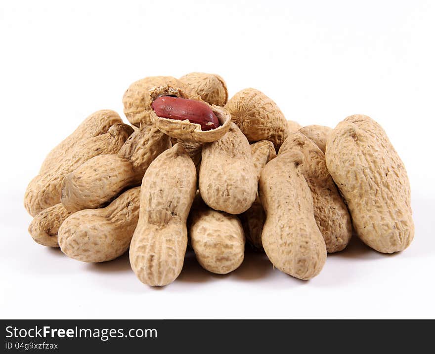 Peanuts isolated on white background. Peanuts isolated on white background