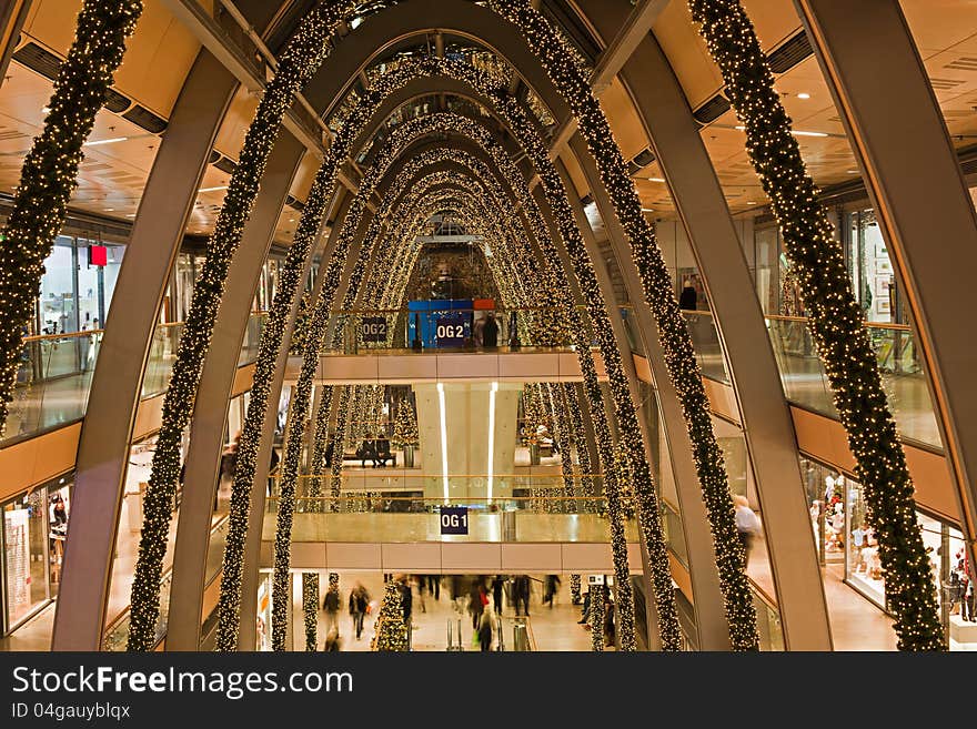 The Europapassage Shopping Center in Hamburg during xmas times.