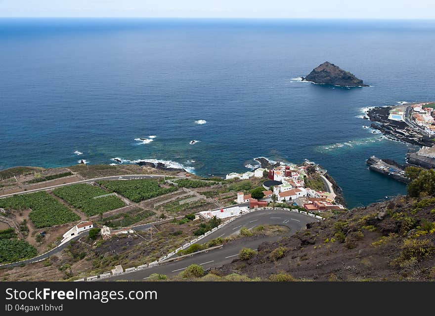 High angle of garachico town, tenerife, spain