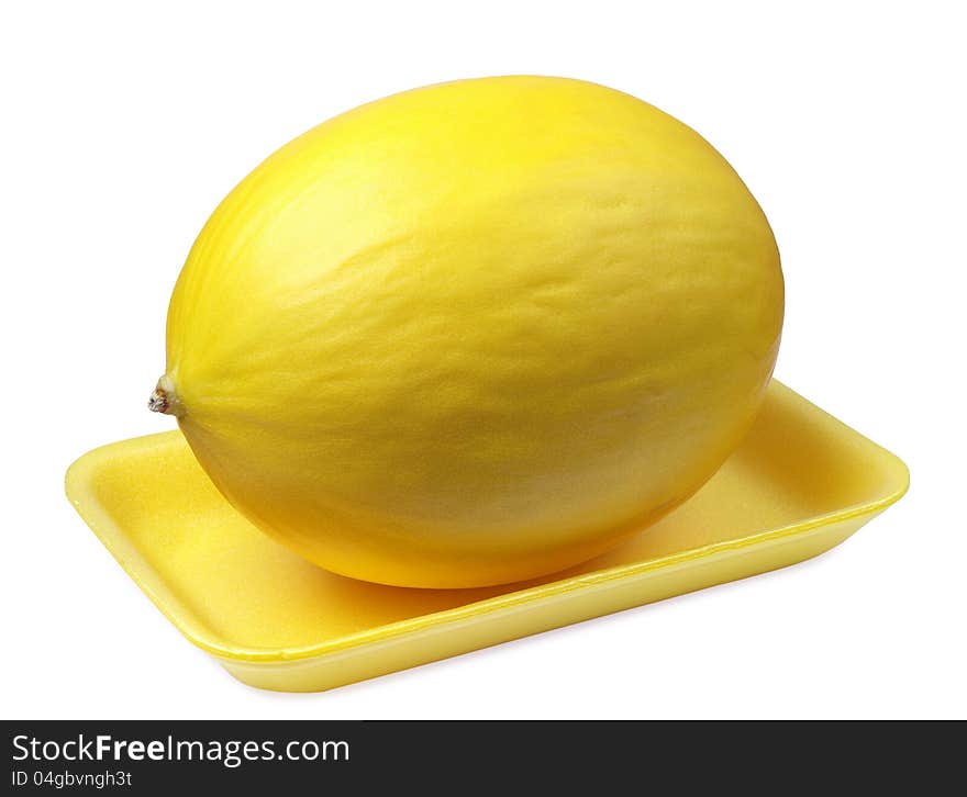 Sweet melon on a plastic food tray