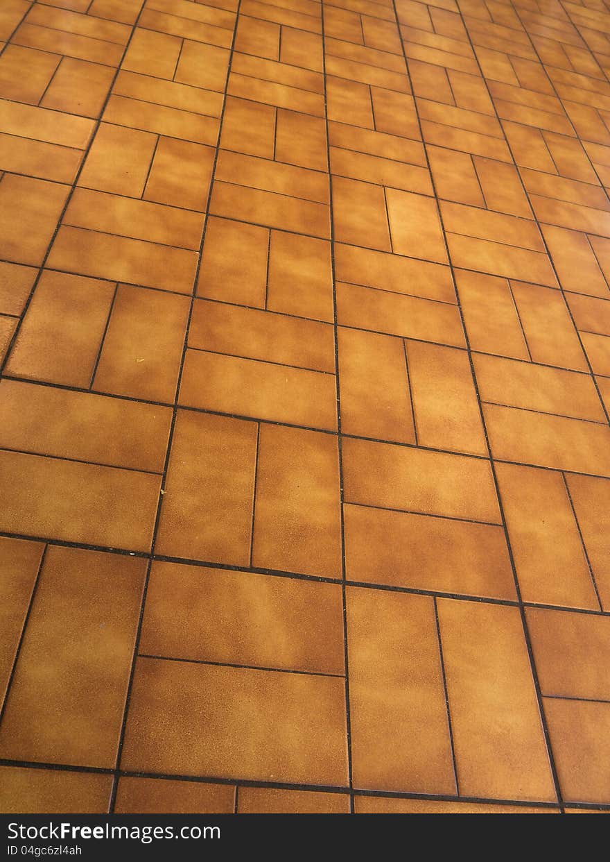 Orange tiled floor