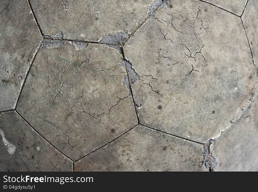 Texture of old used soccer ball