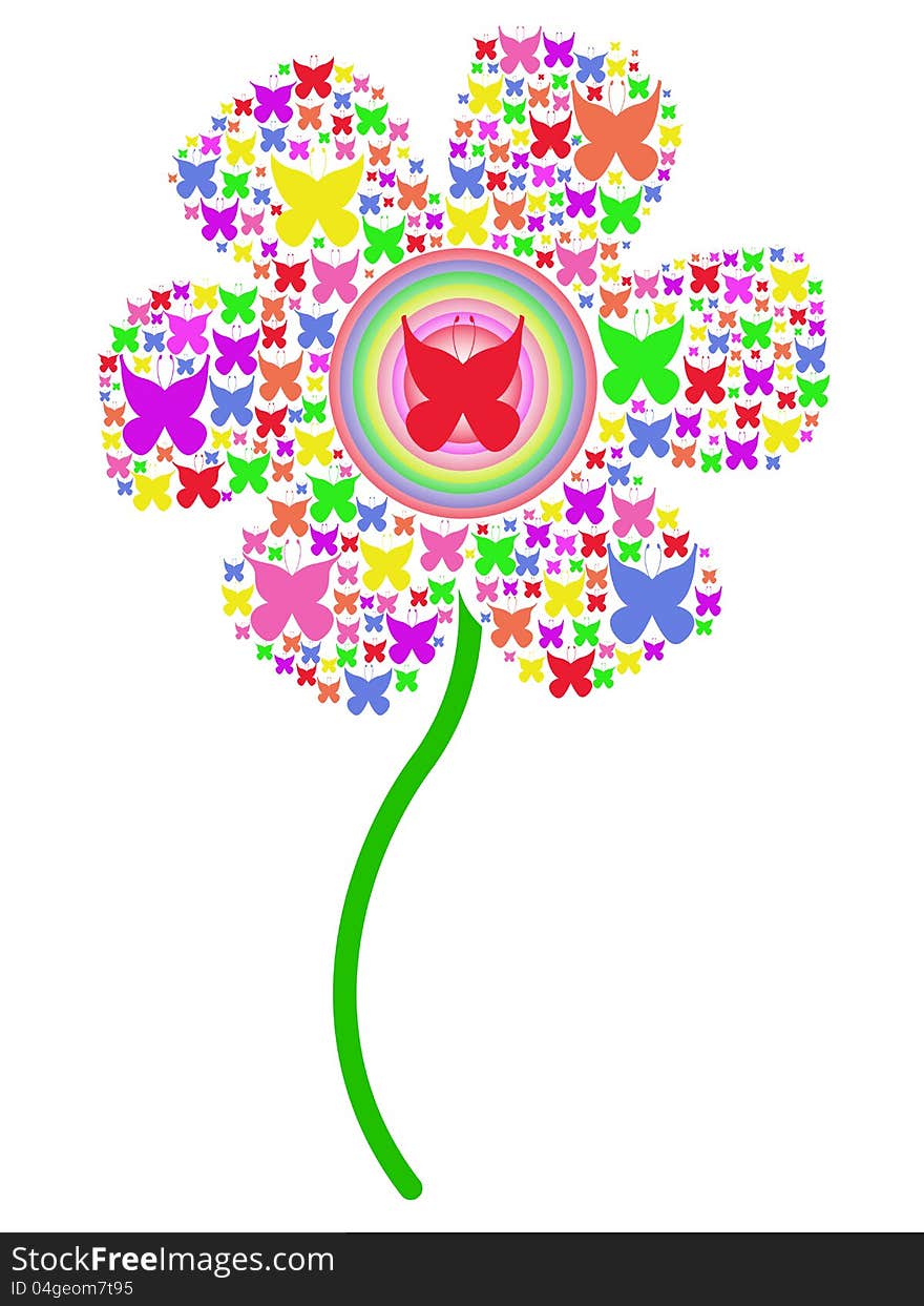 Illustration of flower from the colorful butterflies. Illustration of flower from the colorful butterflies