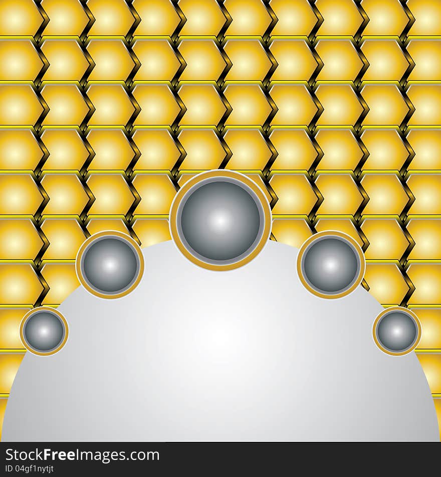 Abstract background, metallic yellow brochure, vector