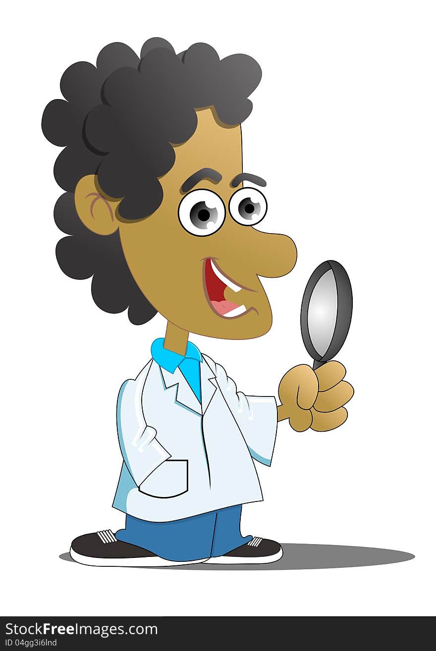 A doctor with his magnifying glass