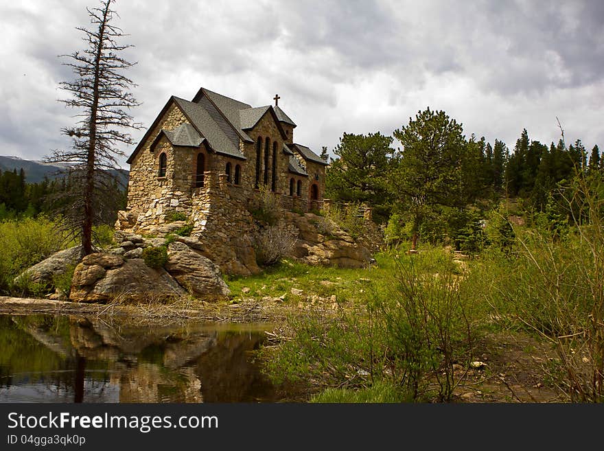 Stone Church under grey sky