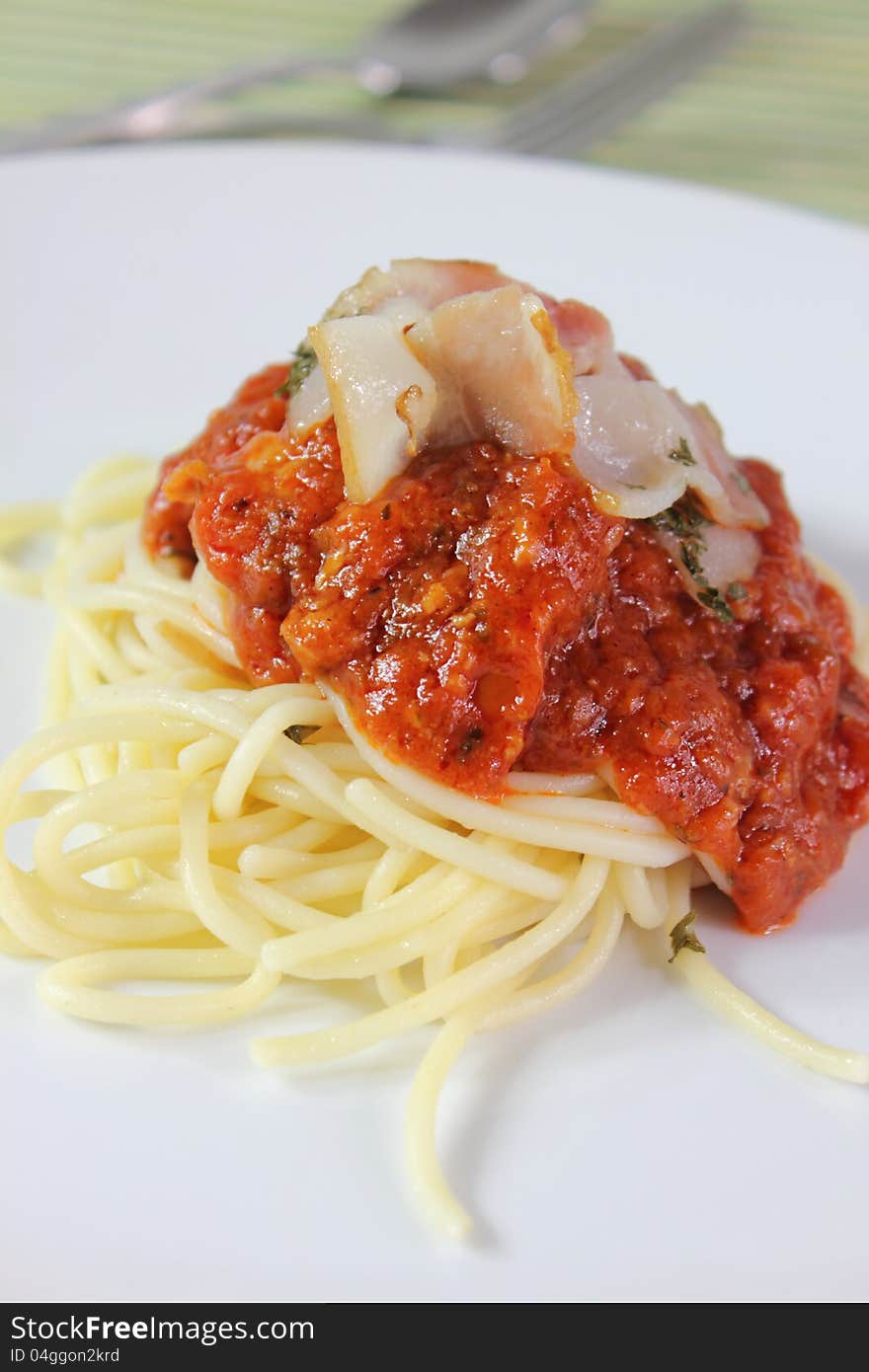 Spaghetti  meatballs in tomato sauce