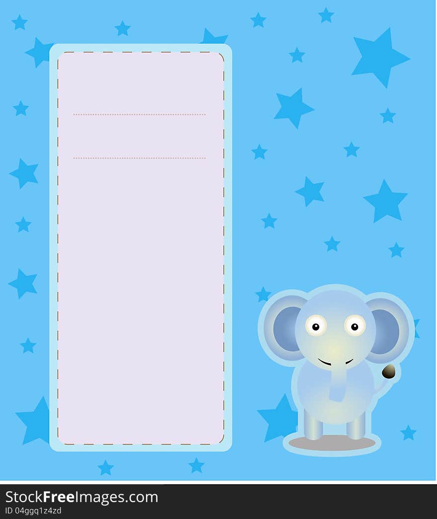 Vector illustration of greeting card baby elephant