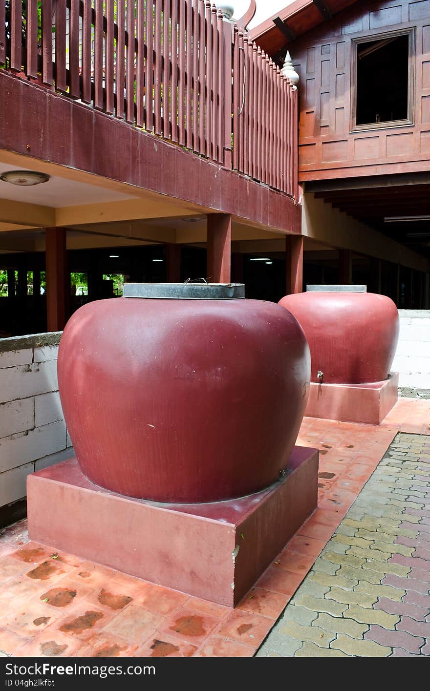 Big Jars In Thai Style House