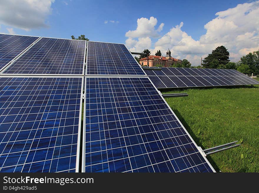 Solar station in a rural area. Solar station in a rural area.