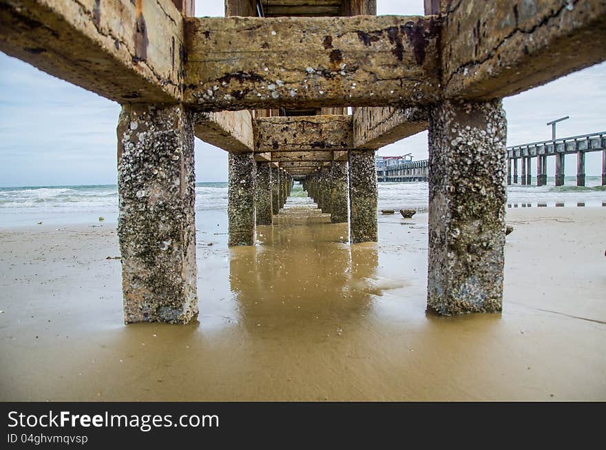 Fish bridge in the beach, Rayong, Thailand