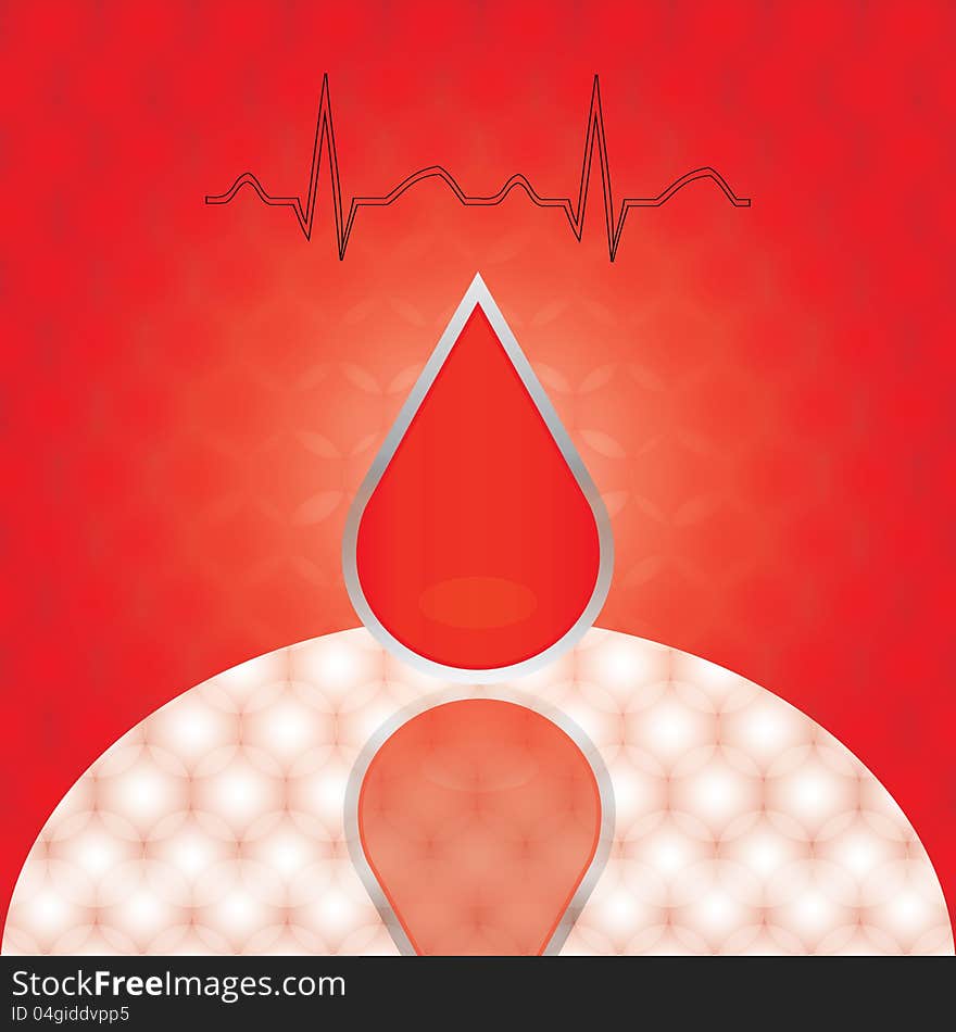 Drop of blood with ekg red