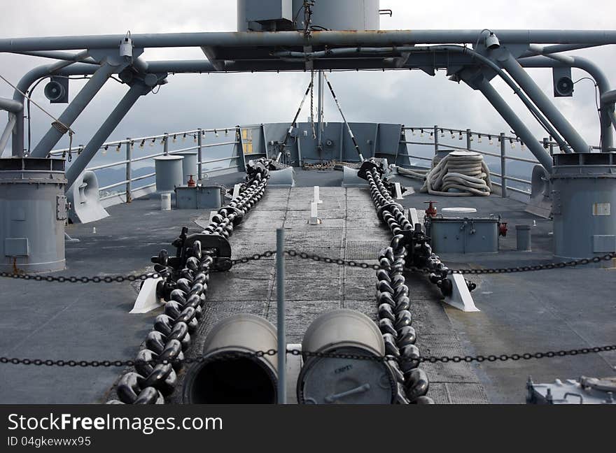 Front of retired battleship of the american navy. Front of retired battleship of the american navy