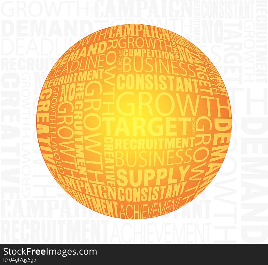 Growth ball illustration on light grey text background