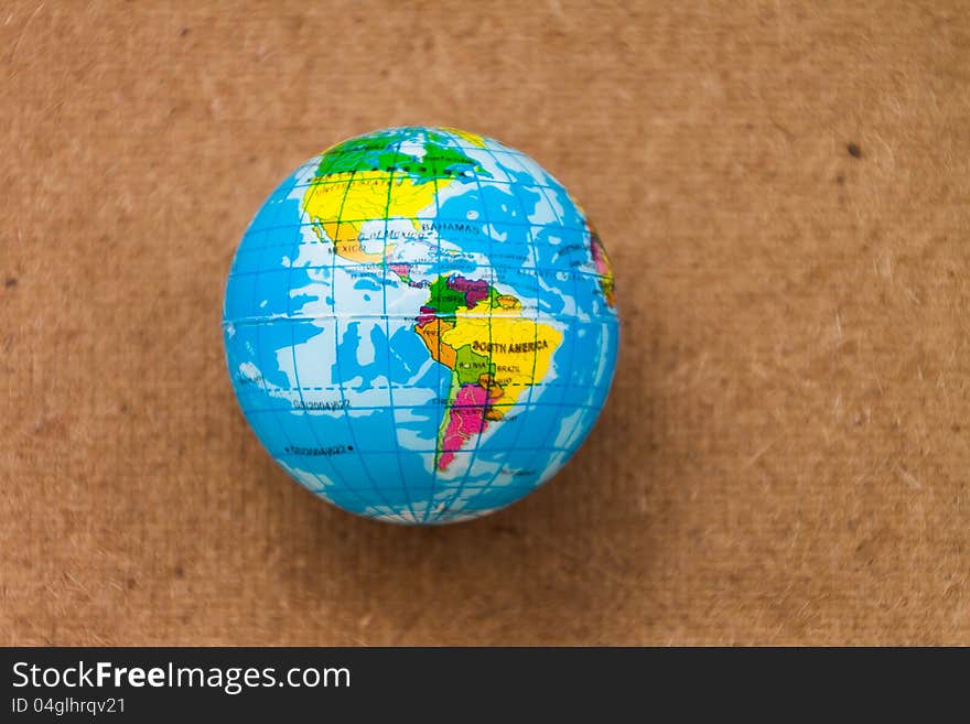 Globe on Cork background