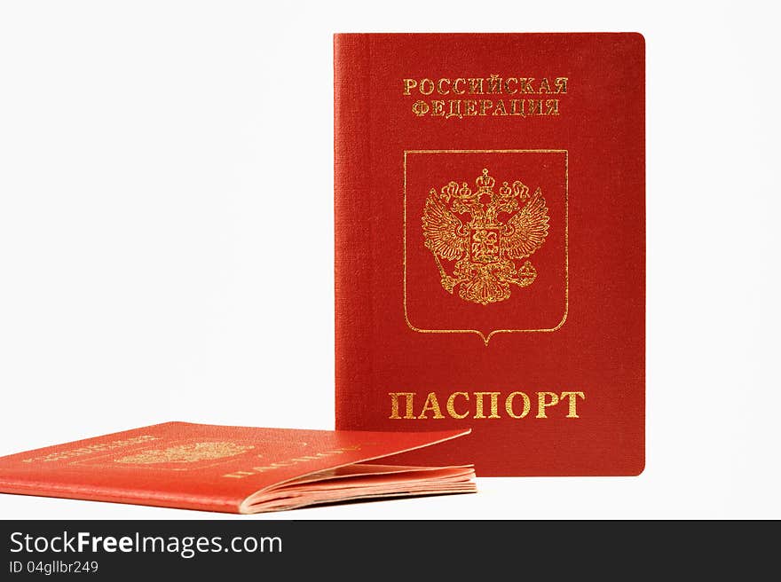 Two passports of foreign, isolated on white backgr