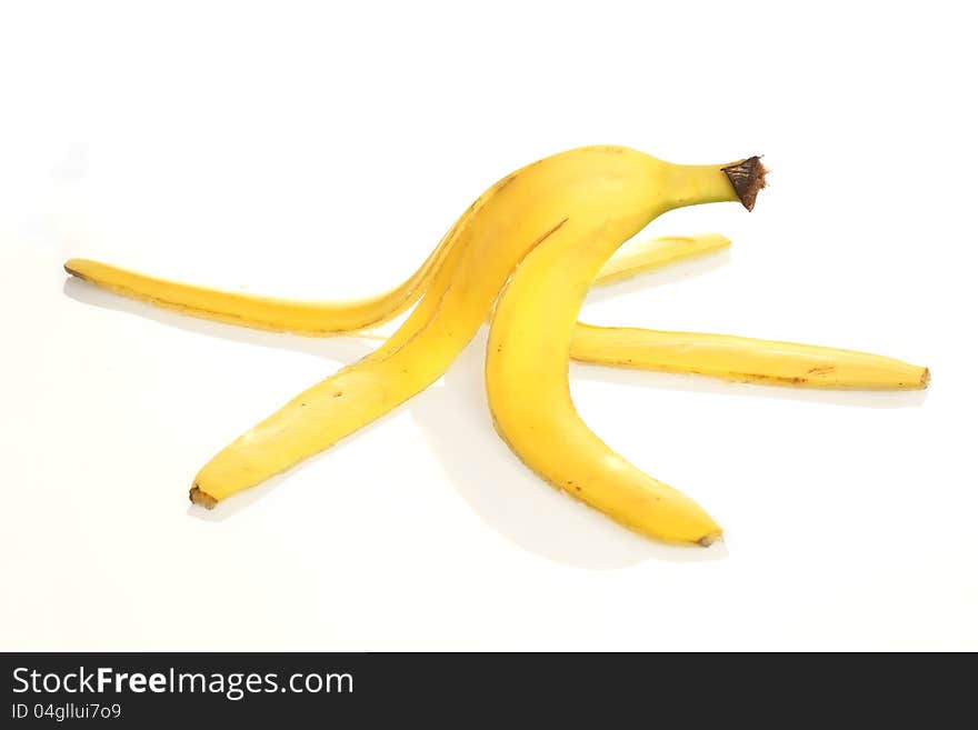 Skin banana on white background