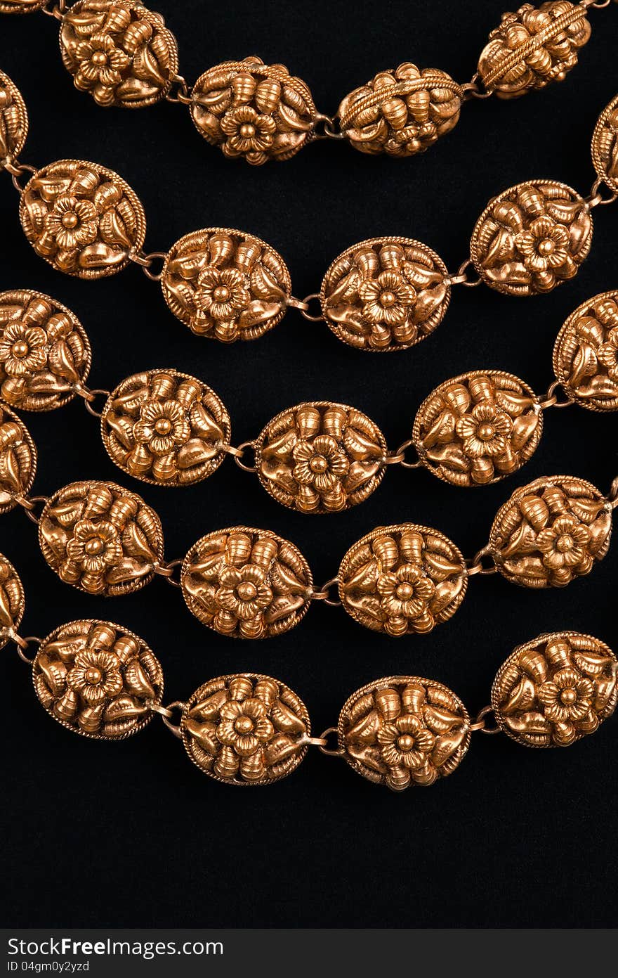 Close-up of gold necklace