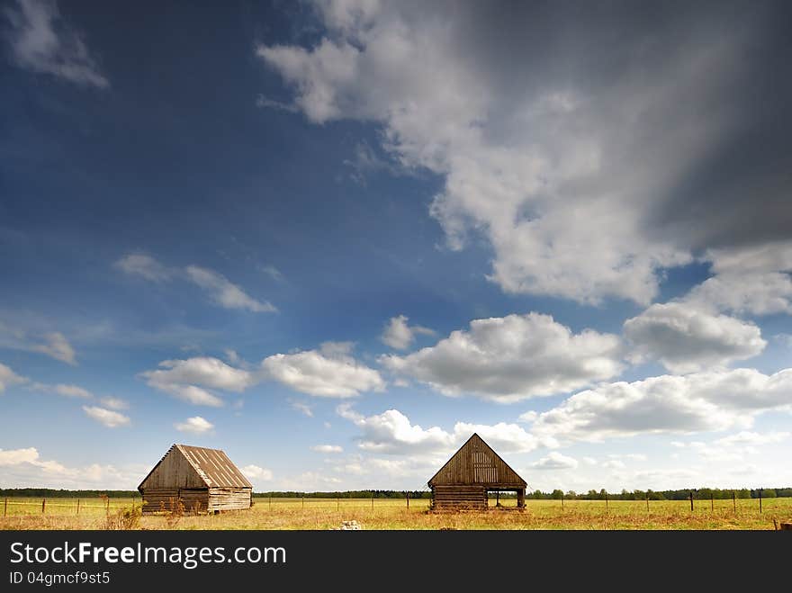 Two barn in the field