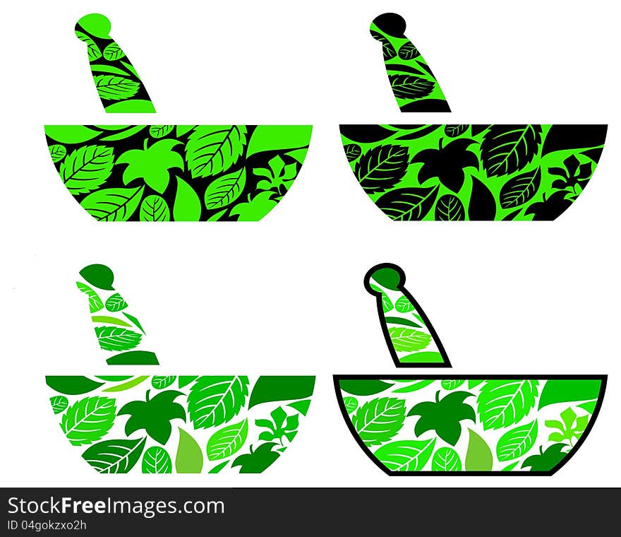 Isolated line art herbal leaves design