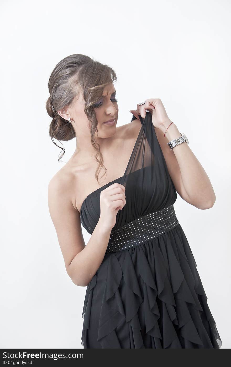 Beautiful young  fashion girl in prom dress