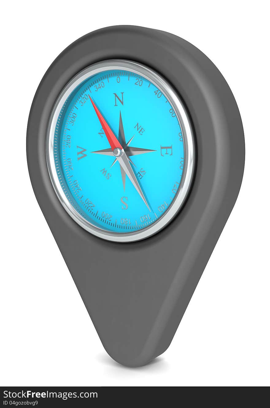 Pointer Icon with a Compass. Matte iron Black and Blue. Pointer Icon with a Compass. Matte iron Black and Blue.