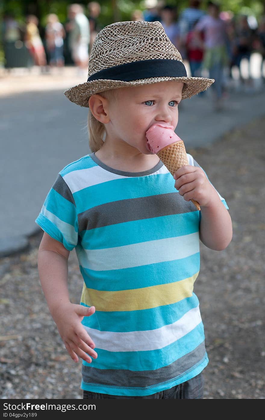 A boy with Ice Cream photographed in Paris