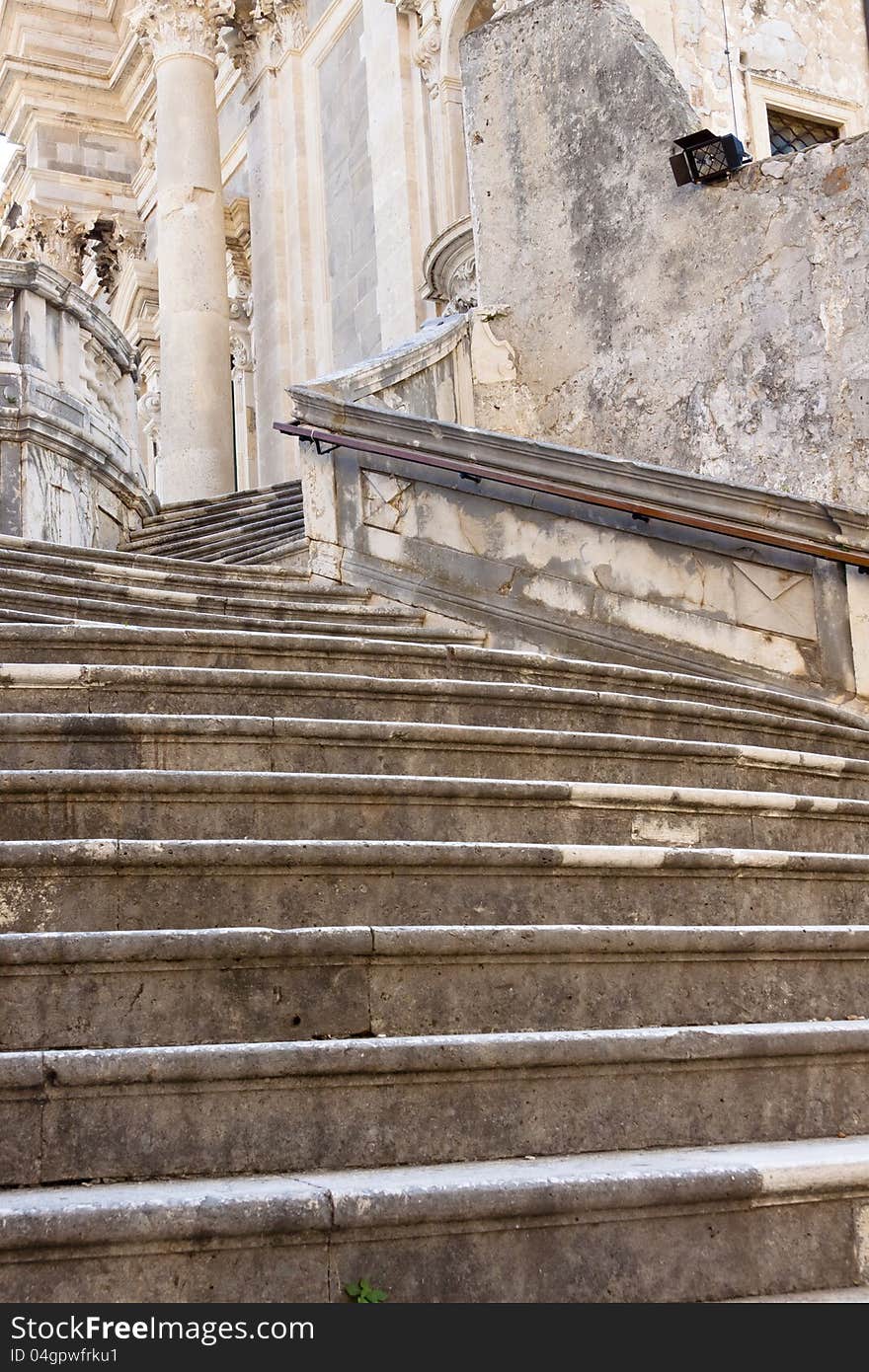 Stony stairs in Dubrovnik, Croatia - summer day.