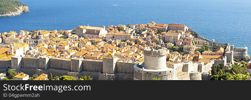 Panorama of Dubrovnik old town.