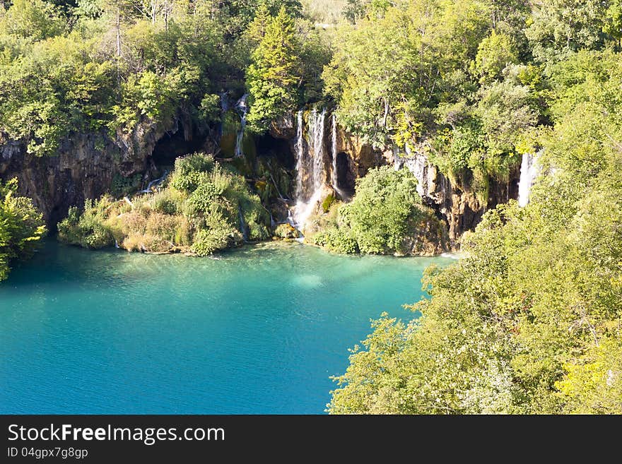 View on beauty National Park in Croatia - Plitvice lakes  UNESCO place. View on beauty National Park in Croatia - Plitvice lakes  UNESCO place.