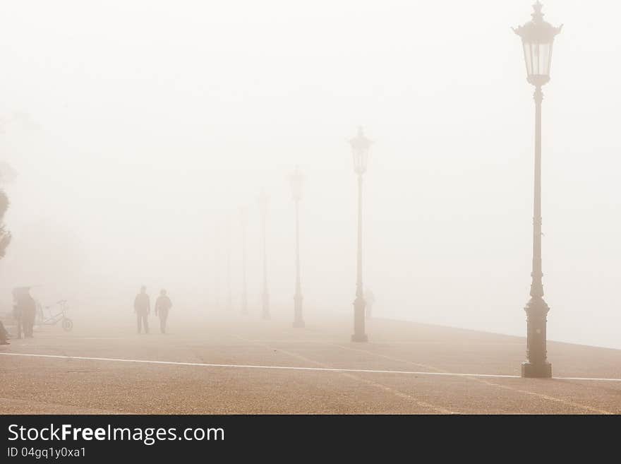 Misty scene in a cityscape. Misty scene in a cityscape