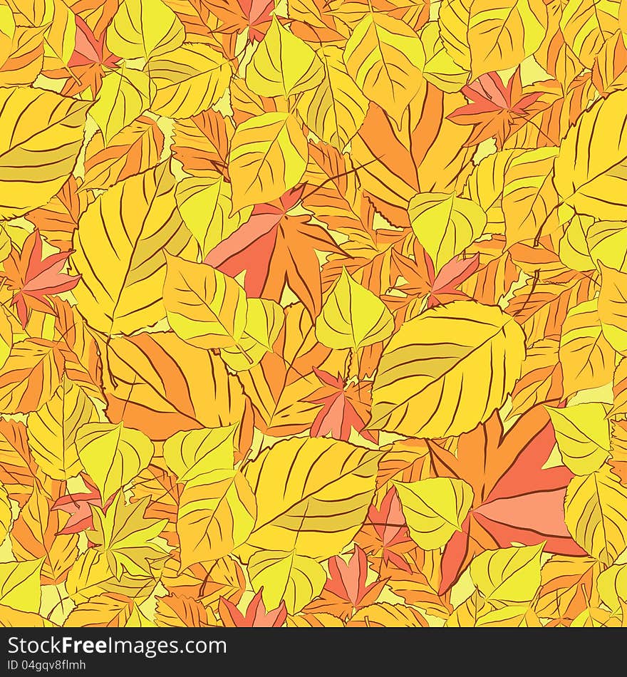 Vector seamless background with leaves