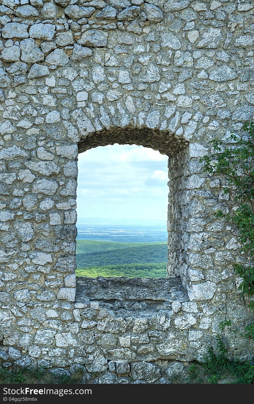 The view over the landscape stone window