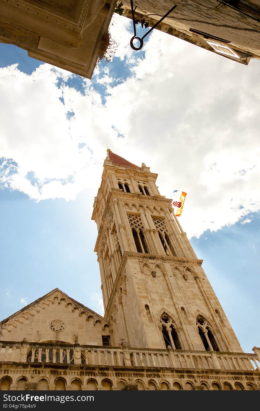 View on old cathedral of st. lawrence in Trogir, Croatia - UNESCO town. View on old cathedral of st. lawrence in Trogir, Croatia - UNESCO town.