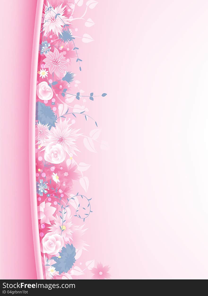 Pink abstract background with flowers. Pink abstract background with flowers