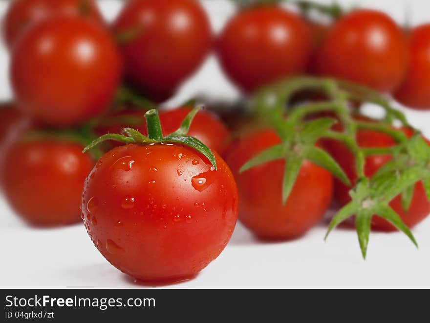 Closeup of red cherry tomatoes