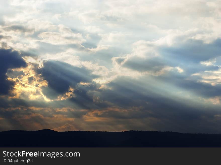 Blue sky and sunbeam