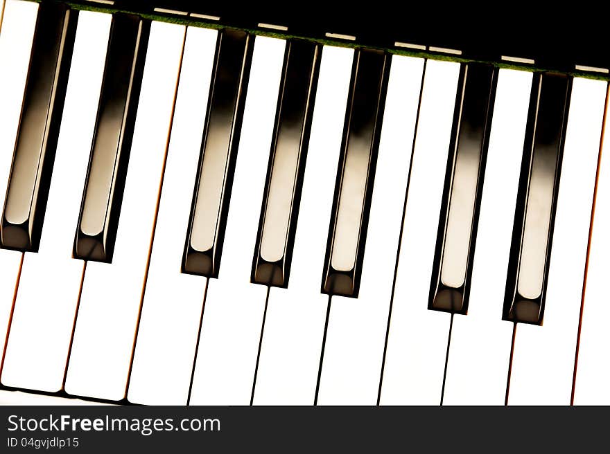 Close-up of the piano keys