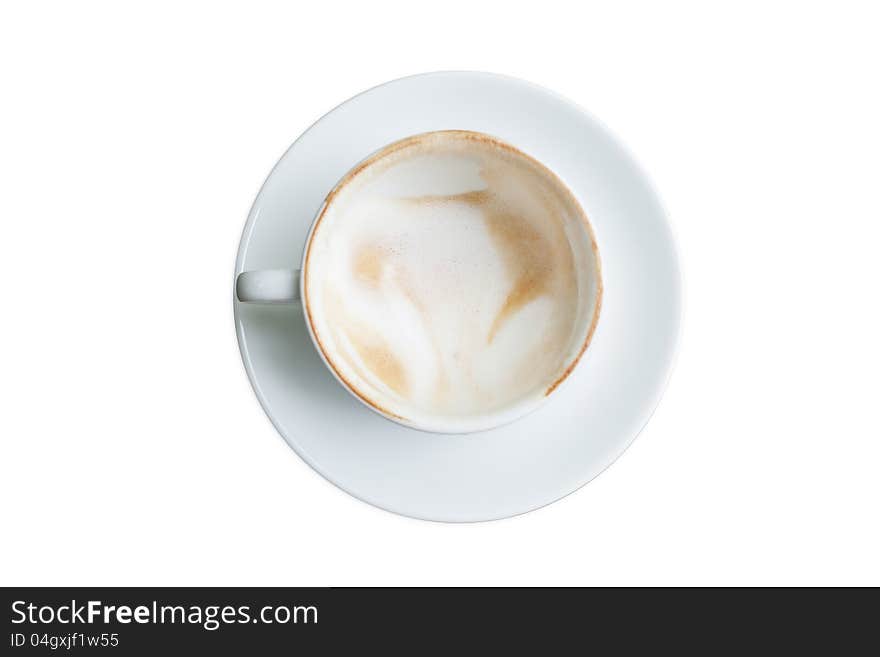 Empty coffee cup on white background