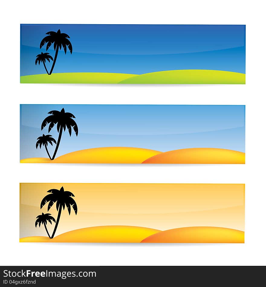 Tropical Vector Banner Set