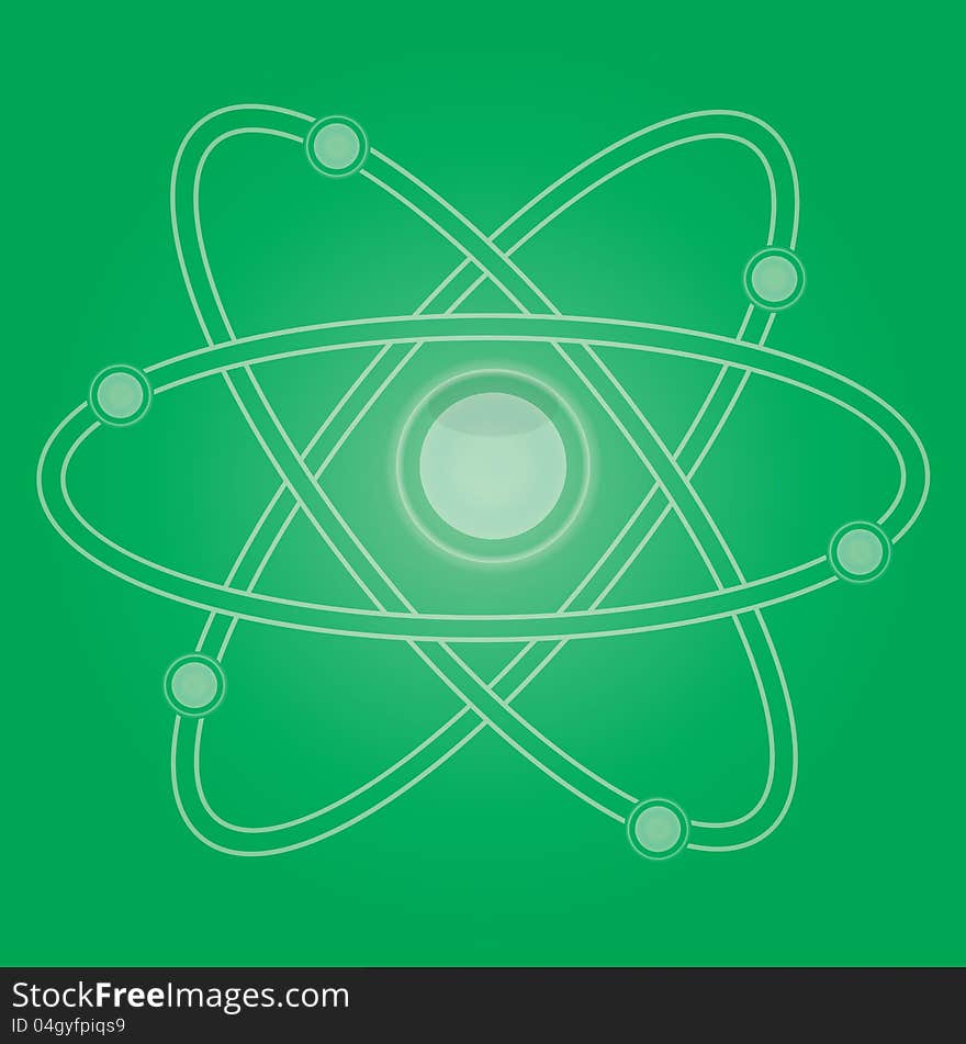 Abstract green vector background whit atom parts. Abstract green vector background whit atom parts