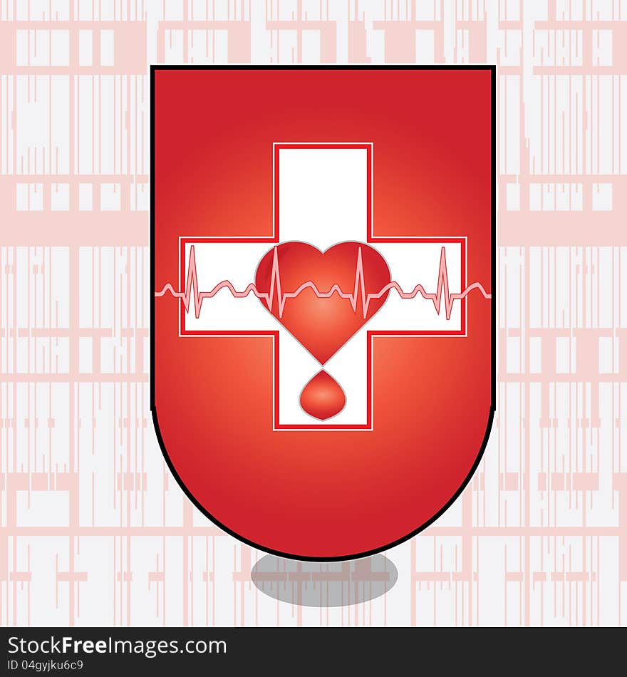 Ecg cross heart ekg blood