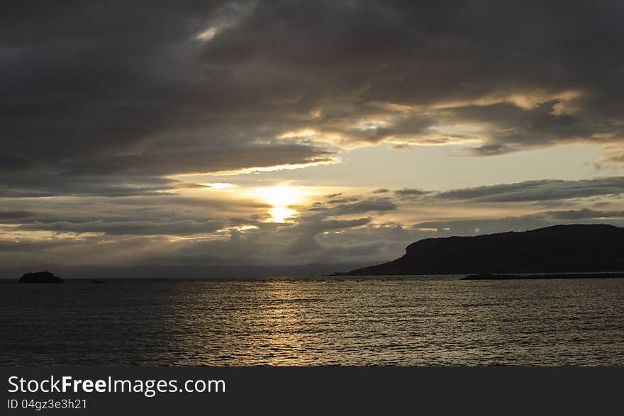 Evening sun above trondheims fjord. Evening sun above trondheims fjord