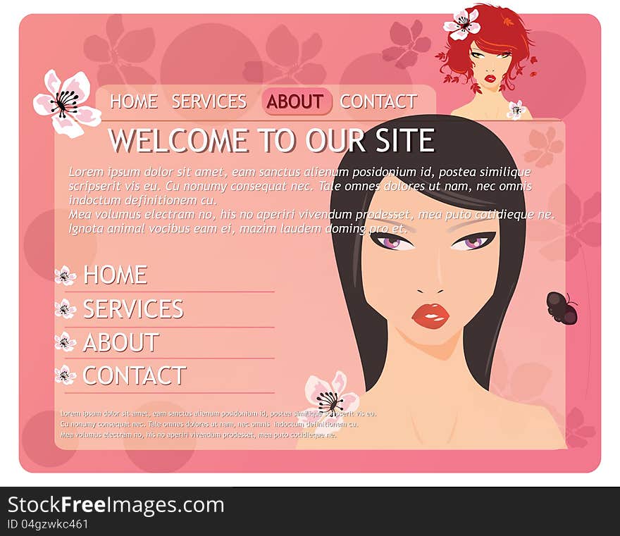 Beauty Website Template With Beautiful Girl