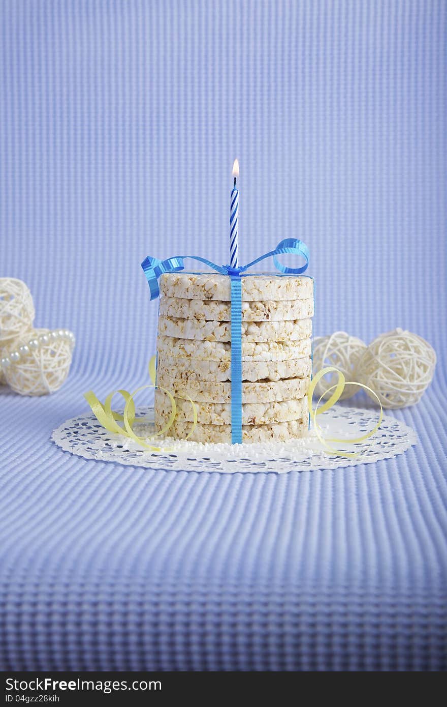 Birthday cake made from rice cake