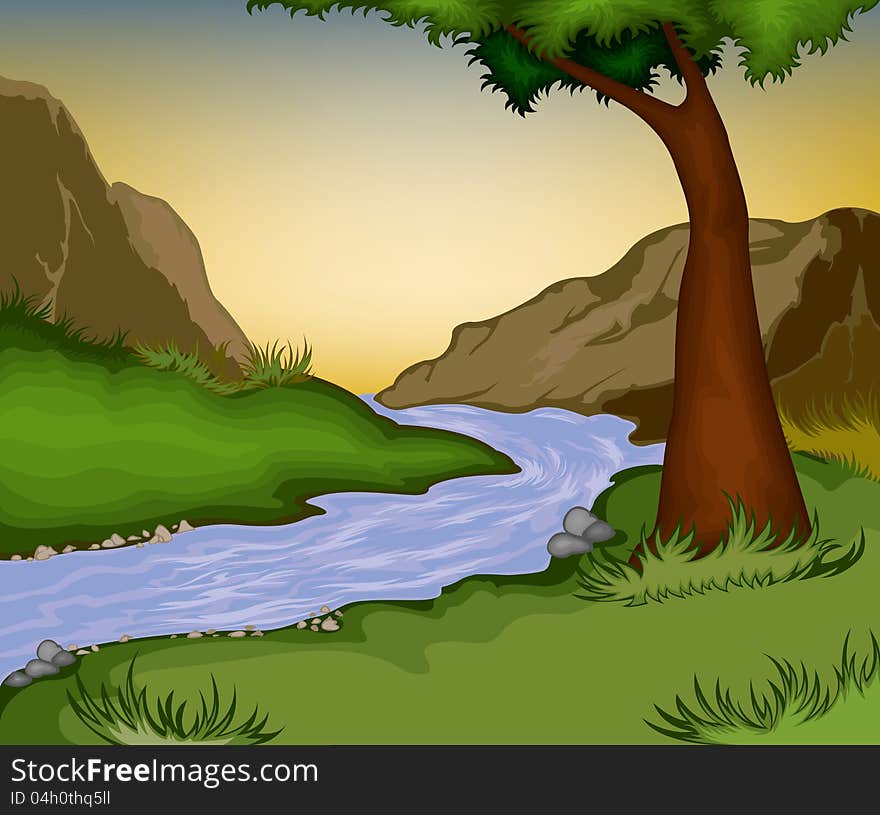 Beautiful landscape and river in the forest. Beautiful landscape and river in the forest