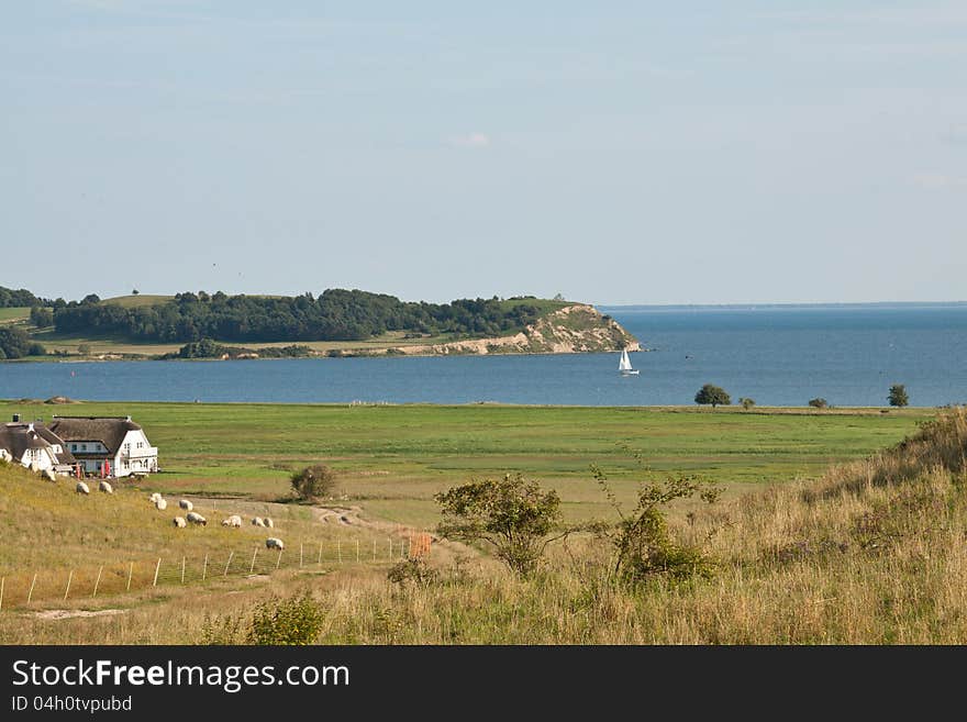 Overlooking a bay at Zicker on the Baltic Sea. Overlooking a bay at Zicker on the Baltic Sea